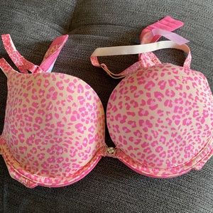 NWOT Pink leopard Push up Bra